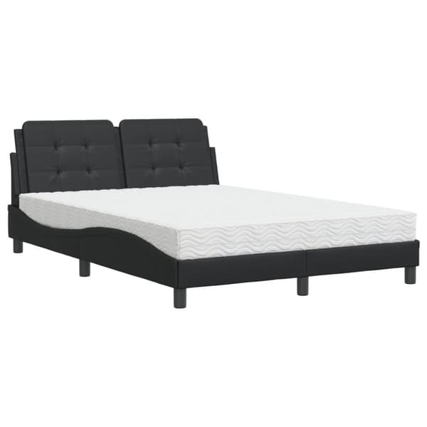 vidaXL seng med madras 140x190 cm kunstlæder sort