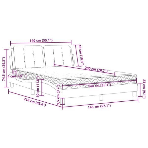 vidaXL seng 140x200 cm kunstlæder cappuccinofarvet