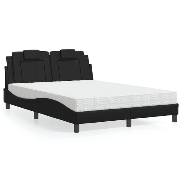 vidaXL seng med madras 140x190 cm kunstlæder sort