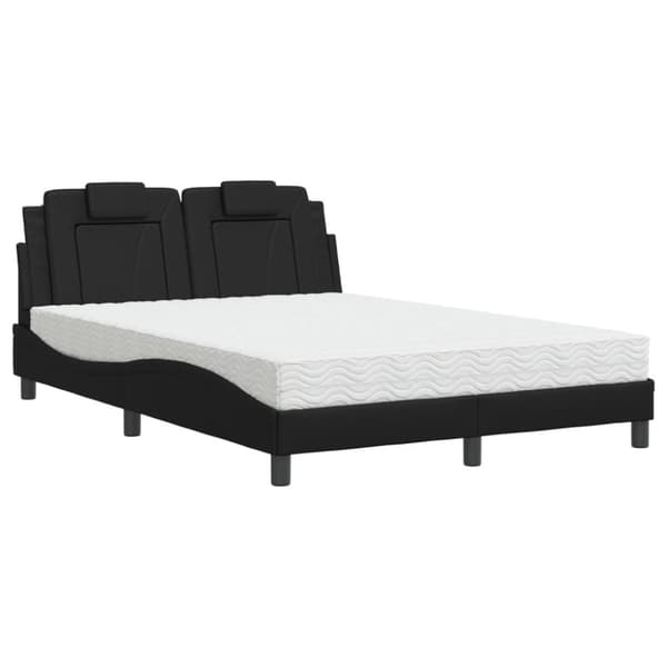 vidaXL seng med madras 140x190 cm kunstlæder sort