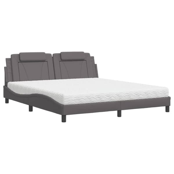 vidaXL seng med madras 180x200 cm kunstlæder grå