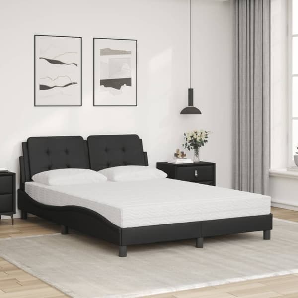 vidaXL seng med madras 140x200 cm kunstlæder sort