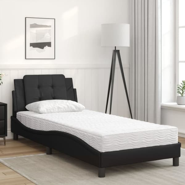 vidaXL seng med madras 80x200 cm kunstlæder sort