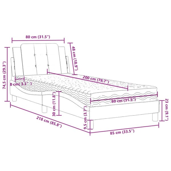 vidaXL seng med madras 80x200 cm kunstlæder sort