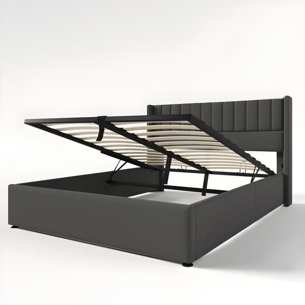 Linned 160x200cm polstret sovesofa med lamelbund - grå