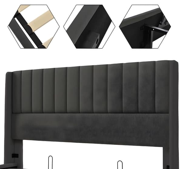 Linned 160x200cm polstret sovesofa med lamelbund - grå