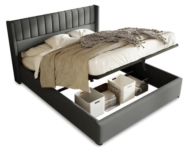 Linned 160x200cm polstret sovesofa med lamelbund - grå