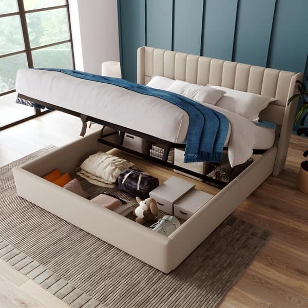 Linnedseng 180x200cm med elastikbund - Beige