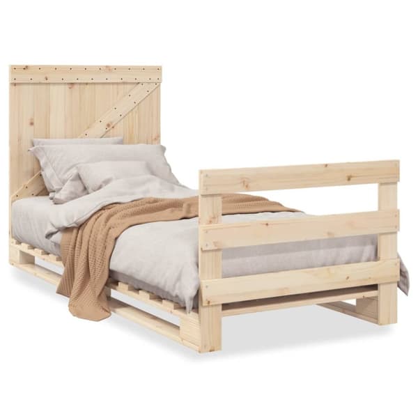 vidaXL sengeramme med sengegavl 90x200 cm massivt fyrretræ