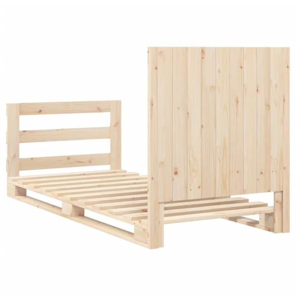vidaXL Sängram med huvudgavel 90x200 cm massiv furu