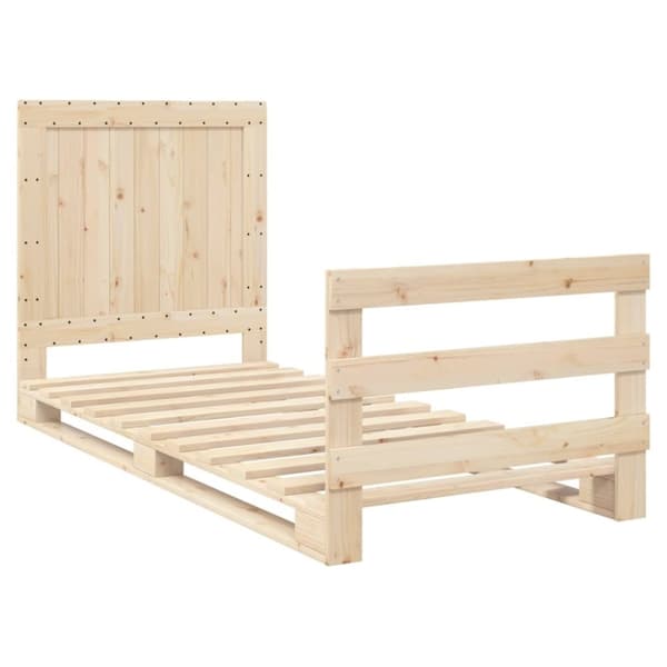vidaXL Sängram med huvudgavel 90x200 cm massiv furu