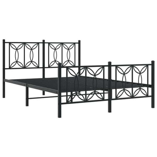 vidaXL Metallinen sängynrunko päädyillä musta 135x190 cm