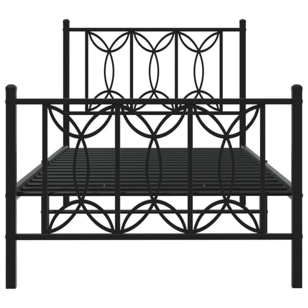 vidaXL Metallinen sängynrunko päädyillä musta 90x200 cm