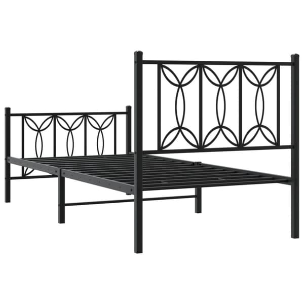 vidaXL Metallinen sängynrunko päädyillä musta 90x200 cm