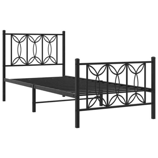 vidaXL Metallinen sängynrunko päädyillä musta 90x200 cm