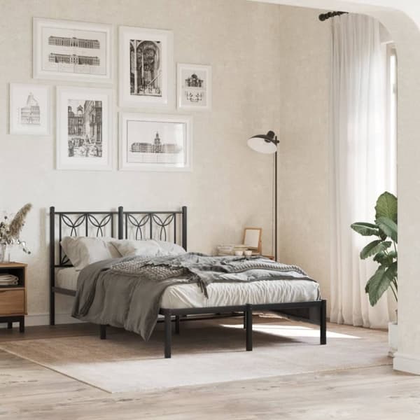 vidaXL sengeramme med sengegavl 120x200 cm metal sort
