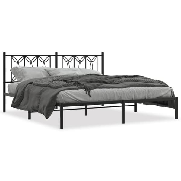 vidaXL sengeramme med sengegavl 180x200 cm metal sort