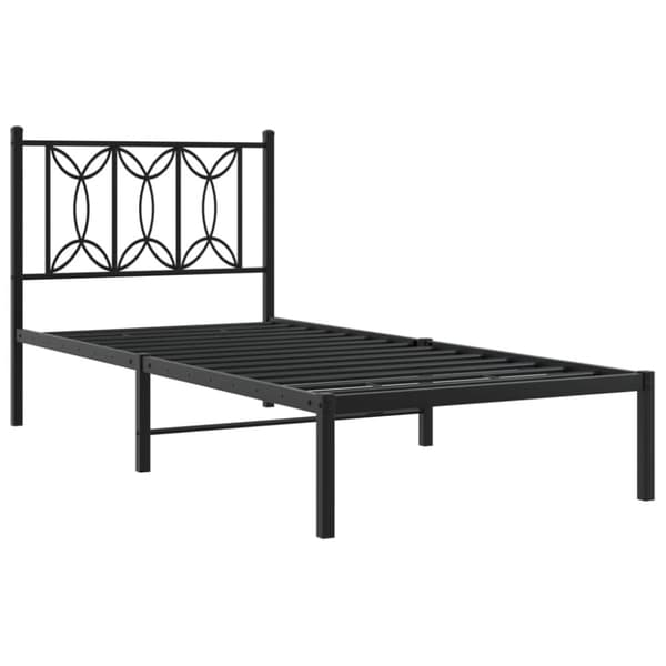 vidaXL Metallinen sängynrunko päädyllä musta 75x190 cm
