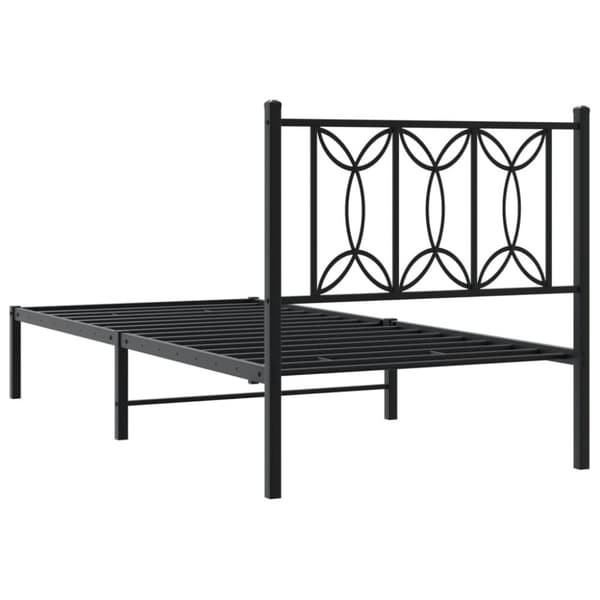 vidaXL Metallinen sängynrunko päädyllä musta 75x190 cm