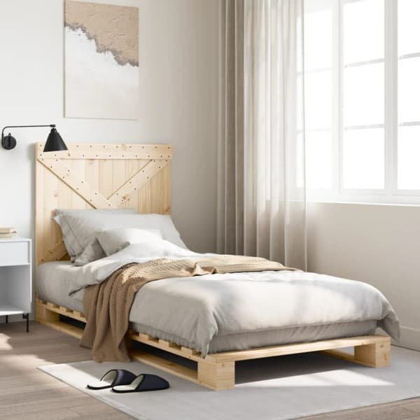 vidaXL Sängynrunko sängynpäädyllä 90x200 cm täysi mänty