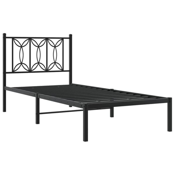 vidaXL Metallinen sängynrunko päädyllä musta 90x190 cm