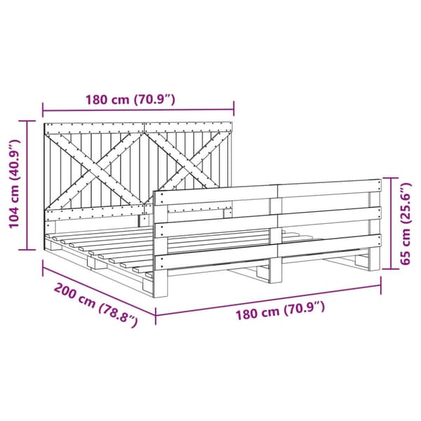 vidaXL sengeramme med sengegavl 180x200 cm massivt fyrretræ
