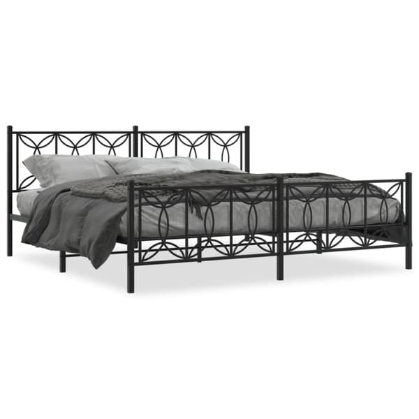 vidaXL Sengeramme i metall med hode- og fotgavl svart 193x203 cm