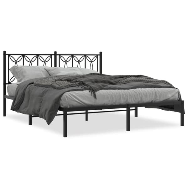 vidaXL sengeramme med sengegavl 160x200 cm metal sort