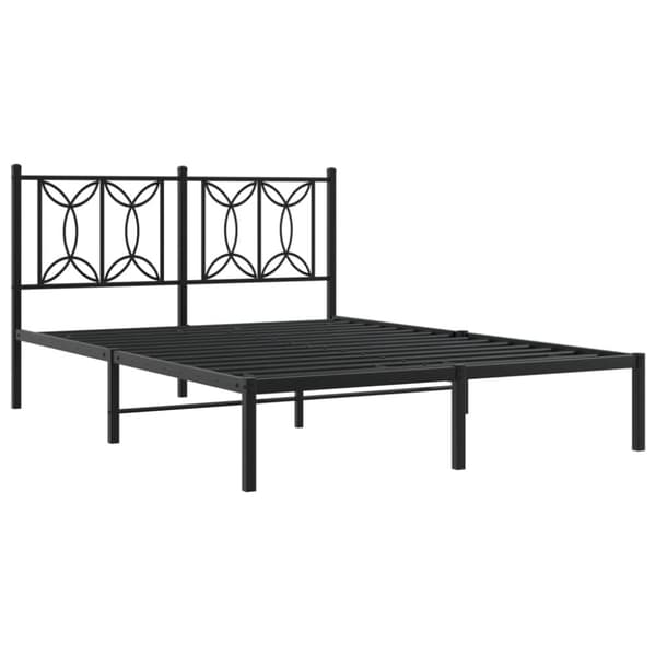 vidaXL Sengeramme i metall med hodegavl svart 135x190 cm