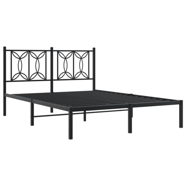vidaXL Sengeramme i metall med hodegavl svart 135x190 cm