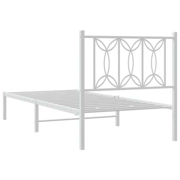 vidaXL Metallisängynrunko ilman patjaa päätylevy valkoinen 75x190 cm