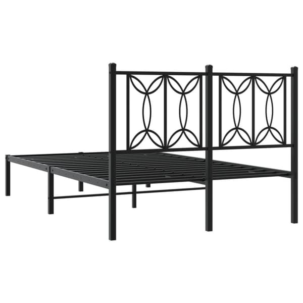 vidaXL Sengeramme i metall med hodegavl svart 120x190 cm
