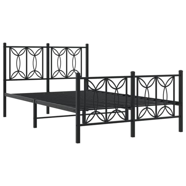 vidaXL sengeramme med sengegavl og fodgærde 120x200 cm metal sort