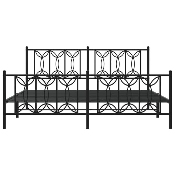 vidaXL sengeramme med sengegavl og fodgærde 180x200 cm metal sort