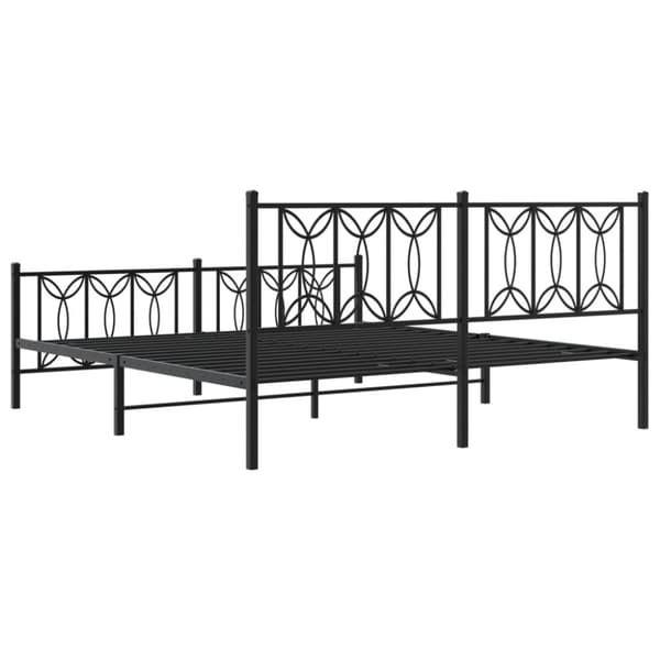 vidaXL sengeramme med sengegavl og fodgærde 180x200 cm metal sort