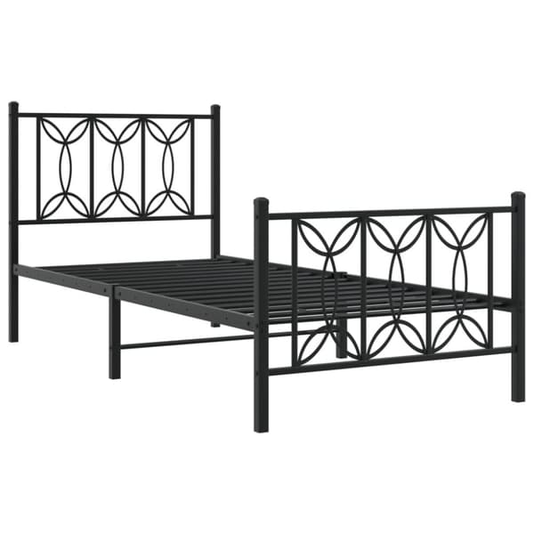 vidaXL sengeramme med sengegavl og fodgærde 90x190 cm metal sort