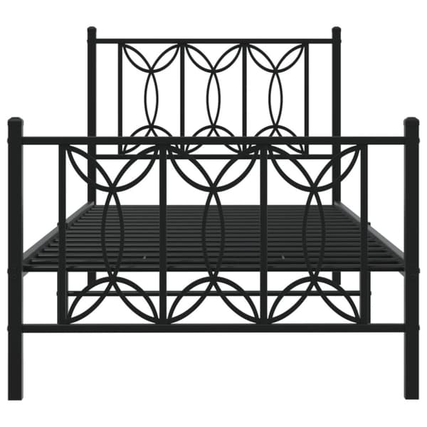 vidaXL sengeramme med sengegavl og fodgærde 90x190 cm metal sort