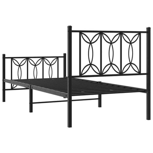 vidaXL sengeramme med sengegavl og fodgærde 90x190 cm metal sort