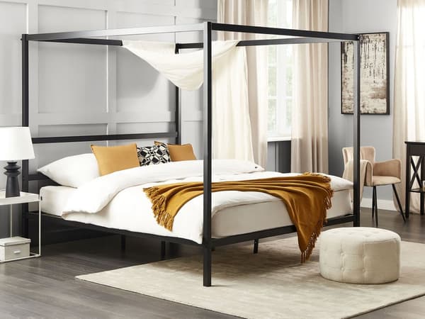 Himmelseng i sort metal 180 x 200 cm moderne design minimalistisk