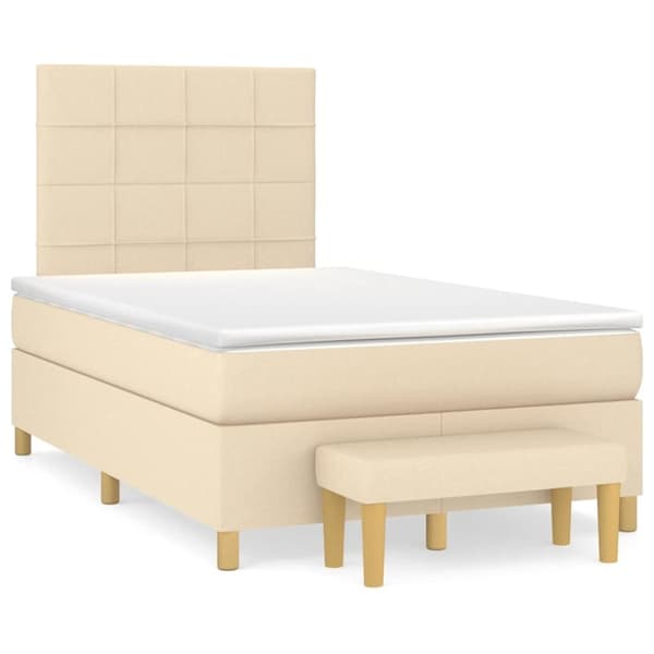 vidaXL kontinentalseng med madras 120x190 cm stof cremefarvet
