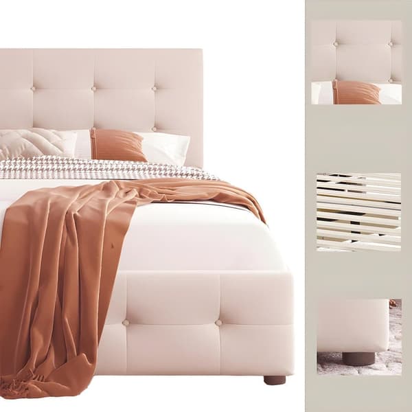 Ryggstöd och två lådor, hudvänligt sammetstyg Beige flat enkelsäng Barnsäng Ungdomssäng Gästsäng