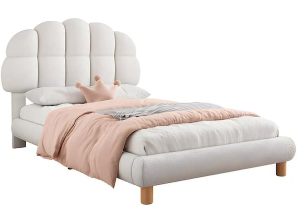 Enkeltseng, Tremmeseng, Ungdomsseng, Polstret seng, Lamelramme i træ, Rund fleece