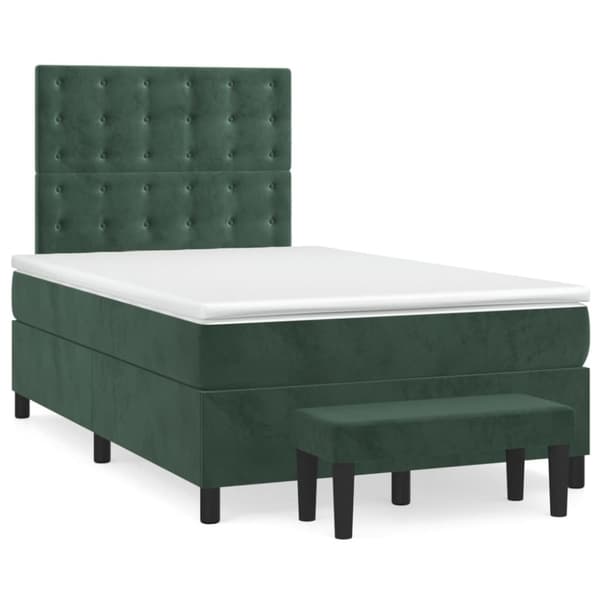 vidaXL Ramsäng med madrass mörkgrön 120x190 cm sammet