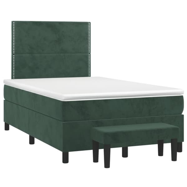 vidaXL kontinentalseng med madras 120x190 cm velour mørkegrøn