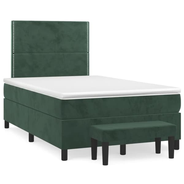 vidaXL kontinentalseng med madras 120x190 cm velour mørkegrøn