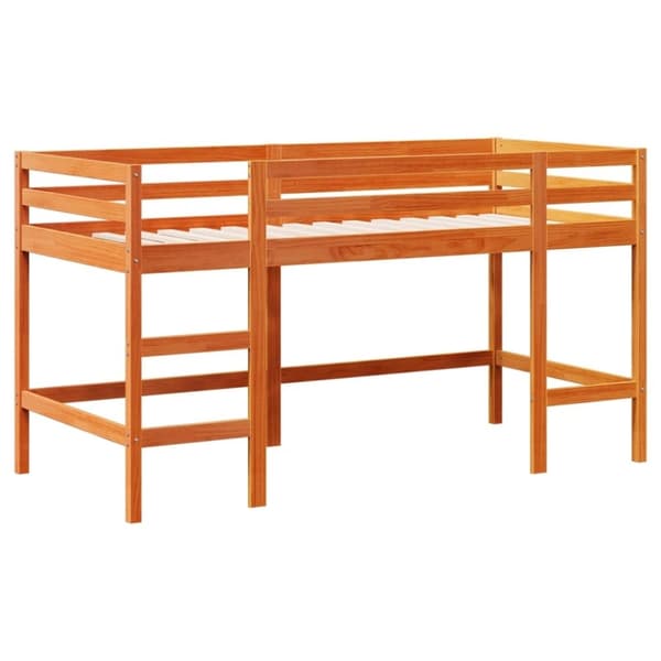 vidaXL Køyeseng for barn med stige voksbrun 90x190 cm heltre furu