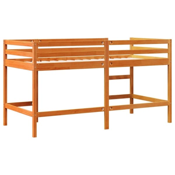 vidaXL Køyeseng for barn med stige voksbrun 90x190 cm heltre furu