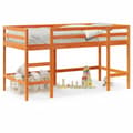 Miniatyrbilde 2 av 11: vidaXL Køyeseng for barn med stige voksbrun 90x190 cm heltre furu