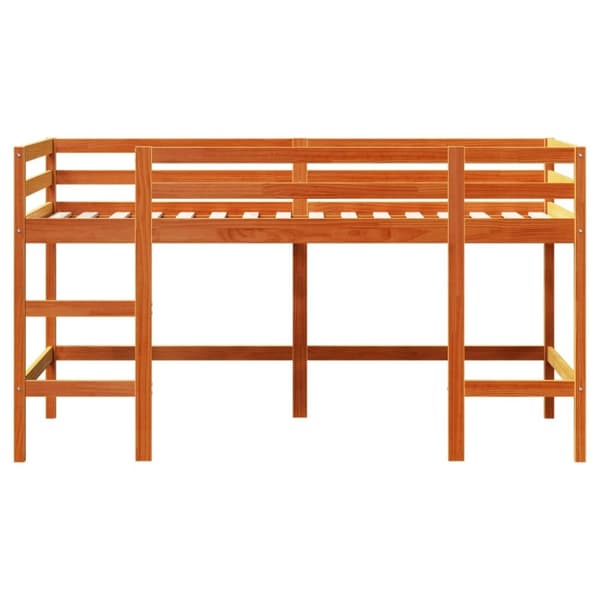 vidaXL Lasten parvisänky tikkailla vahanruskea 80x200 cm täysi mänty