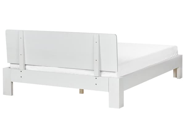 Sängram Vit Tall Trä Dubbel Storlek 140 x 200 cm Spjälgavel Minimalist